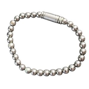Silvertone Bullet Beaded Magnetic Bracelet